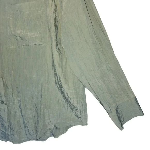 House Of Harlow 1960 Button Down Top Sage Green Collared Long Sleeve Size Large - Picture 6 of 8